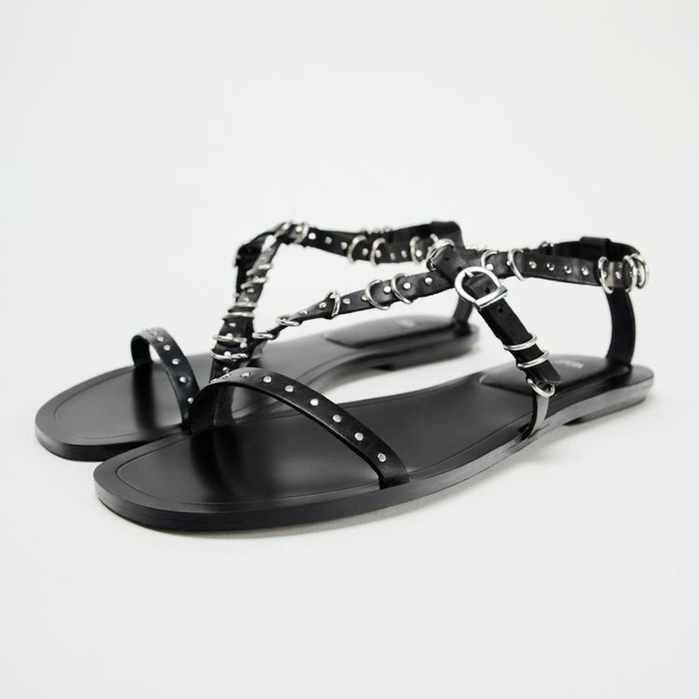 ZARA FLAT LEATHER SANDALS